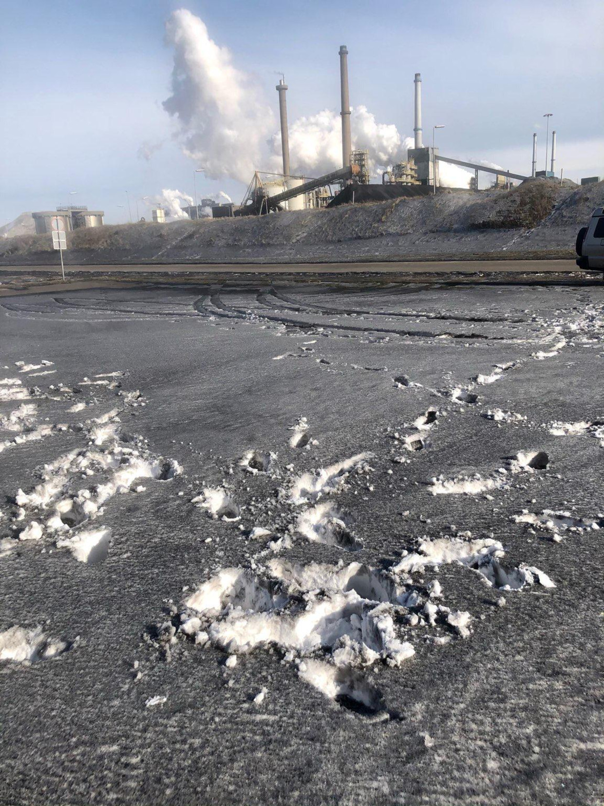 Environmental activists protest at Dutch Tata Steel plant